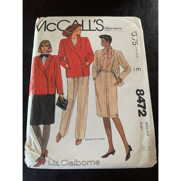 McCall's Misses Coat Skirt Pant Sewing Pattern Sz 16 8472 - Uncut - Picture 1 of 9